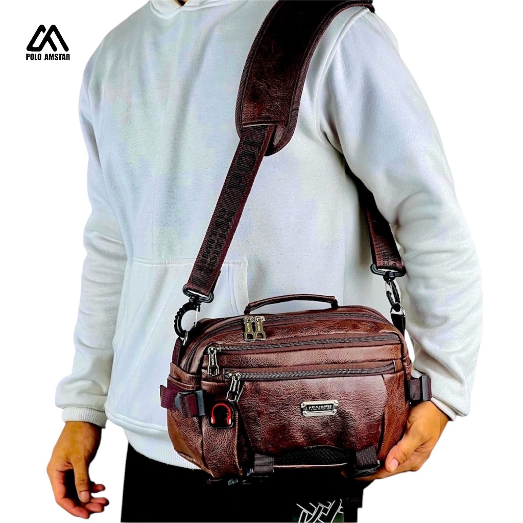 Original Polo Amstar Tas Selempang Pria Wanita Waistbag Tas Pinggang Multifungsi