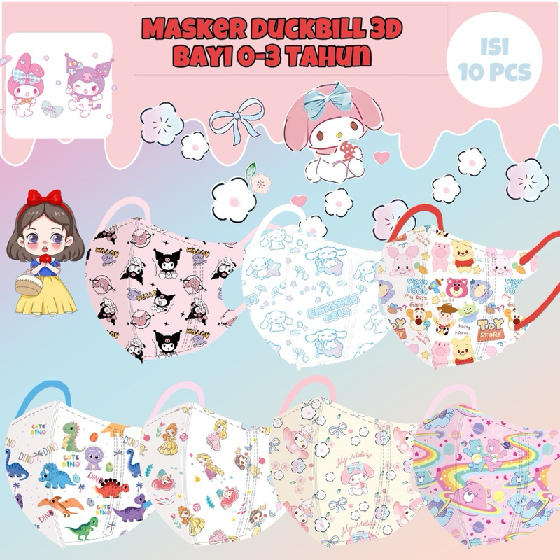 Masker Premium Anak Bayi 0-3 Tahun Motif Cartoon Lucu  Gemoy / Disposable Masker Bayi 0-3 Tahun 3D M