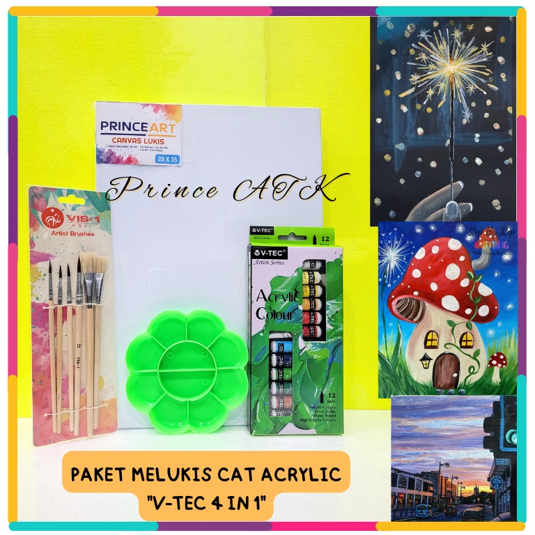 

First Sale PAKET MELUKIS CAT ACRYLIC VTEC 4 IN 1