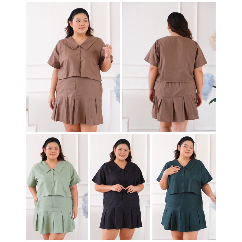 JANE SET BIGSIZE LINEN RAMI ROK REMPEL PLUSSIZE