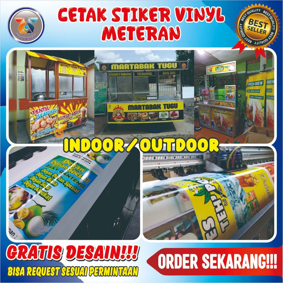 

CETAK STIKER VINYL METERAN CUSTOME GRATIS DESAIN