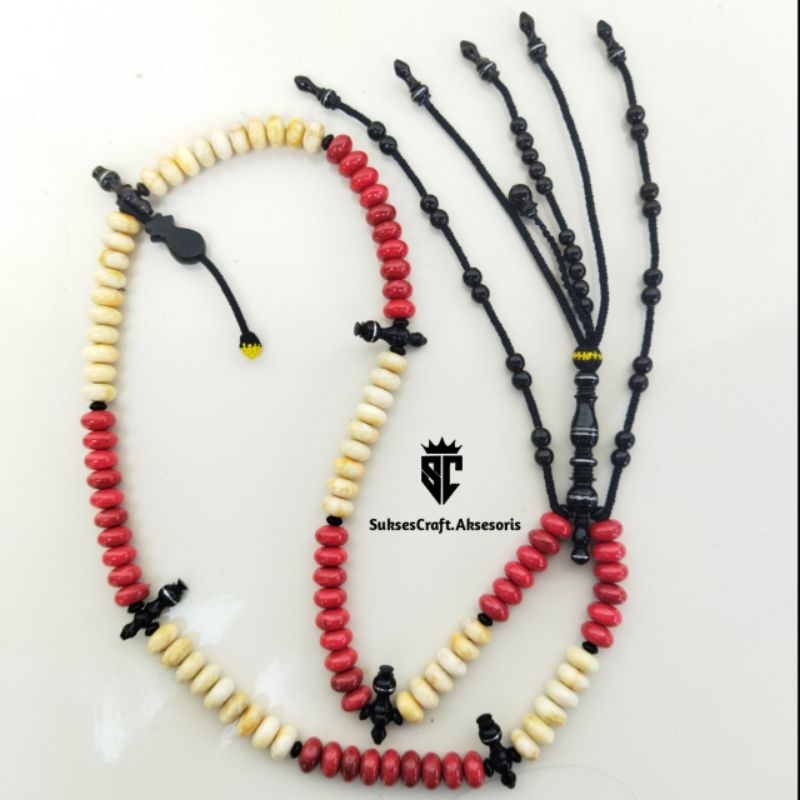 Tasbih marjan batu marjan tasbih koral coral 2 warna mix yuser hitam premium