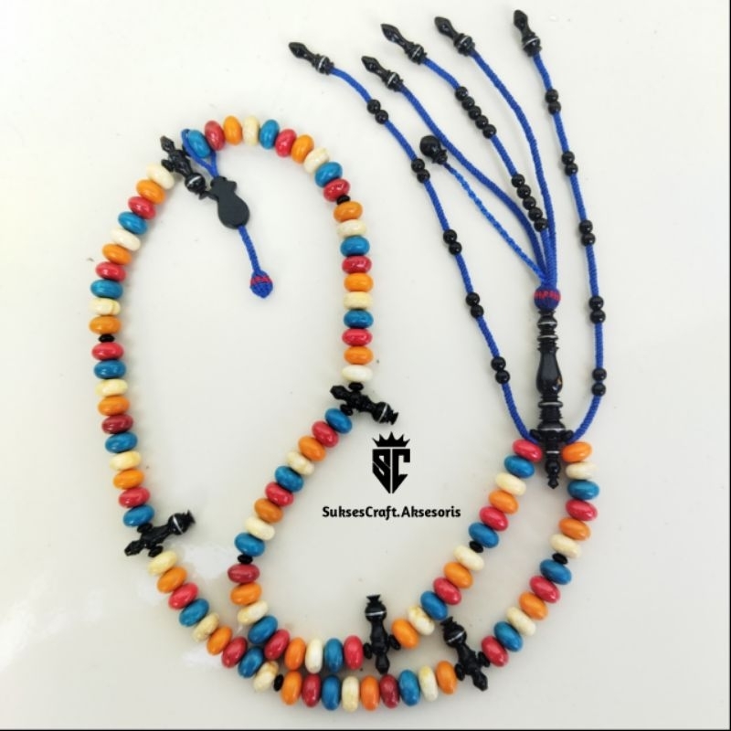Tasbih batu marjan batu coral 4 warna mix yuser black premium setting thoriqoh tijani attijani