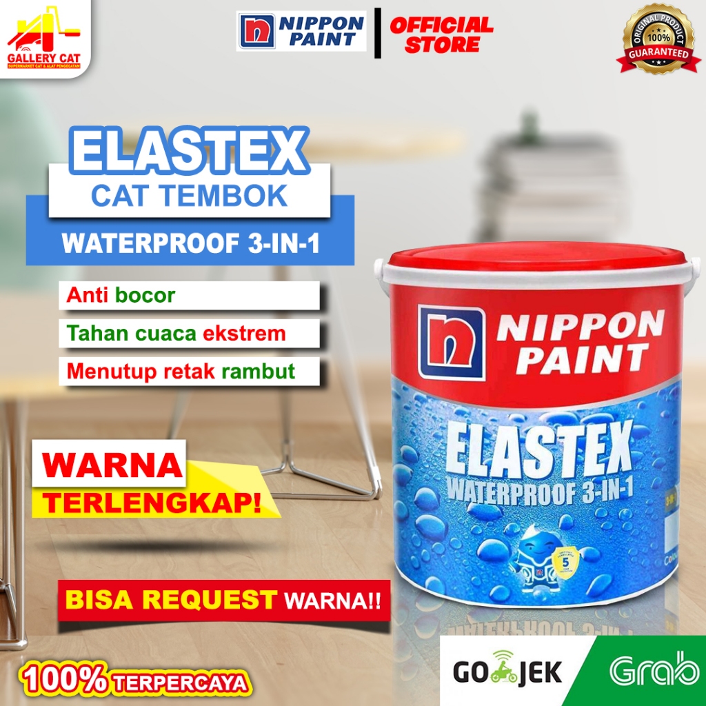 TERMURAH ELASTEX 3 IN 1 NIPPON PAINT 4KG / 4 KG WARNA LENGKAP Nippon paint elastex waterproof 3in1