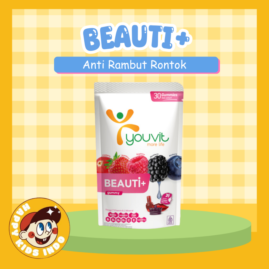 YOUVIT MULTIVITAMIN BEAUTI+ 30 HARI BIOTIN GUMMY UNTUK RAMBUT RONTOK | YOUVIT BEAUTI+ 30 GUMMY