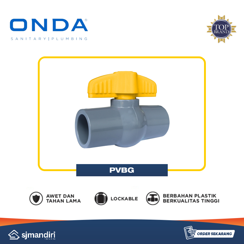ONDA PVBG PVC Valve Katup Keran / Stop Kran Polos 1/2" 3/4" 1" 1-1/4" 1-1/2" 2"