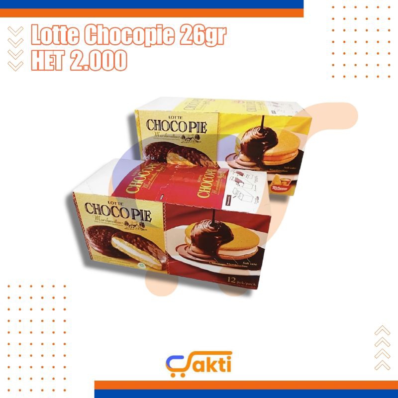 

Lotte Chocopie Coklat Keju 26gr 1 Box Isi 12pcs