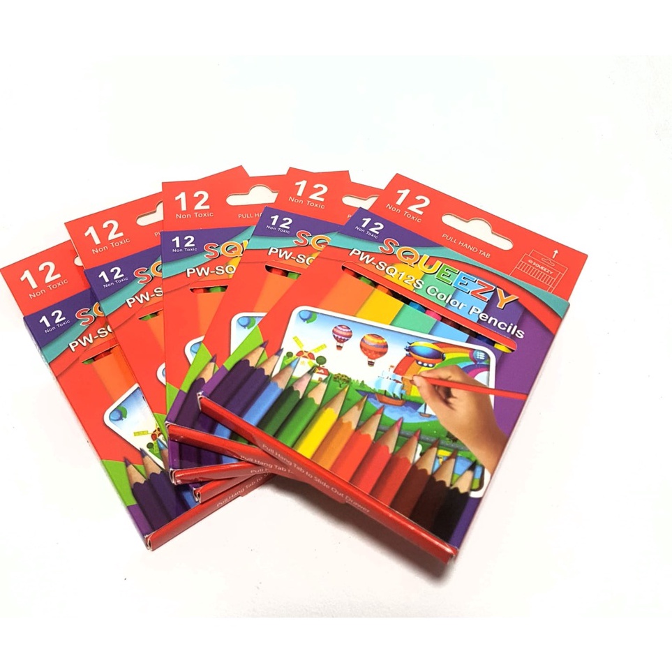

KODE A89F Harga Grosir Per kotak isi 12 packs Pensil Warna Color Pencil SQUEEZY PWSQ12S 12 warna