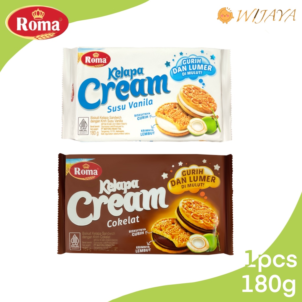 

Roma Kelapa Cream @180 gram Rasa Vanila/Cokelat