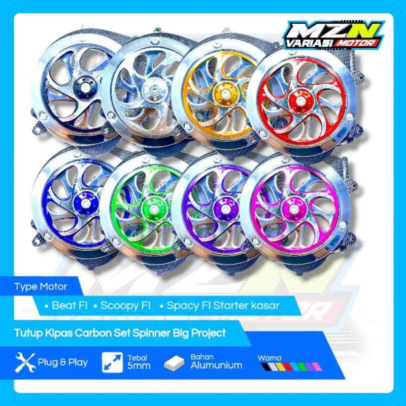 Tutup Kipas Beat FI 2014 Tutup Kipas Scoopy 2014 Spacy FI 2012 - 2014 Starter Kasar Carbon Set Spinn