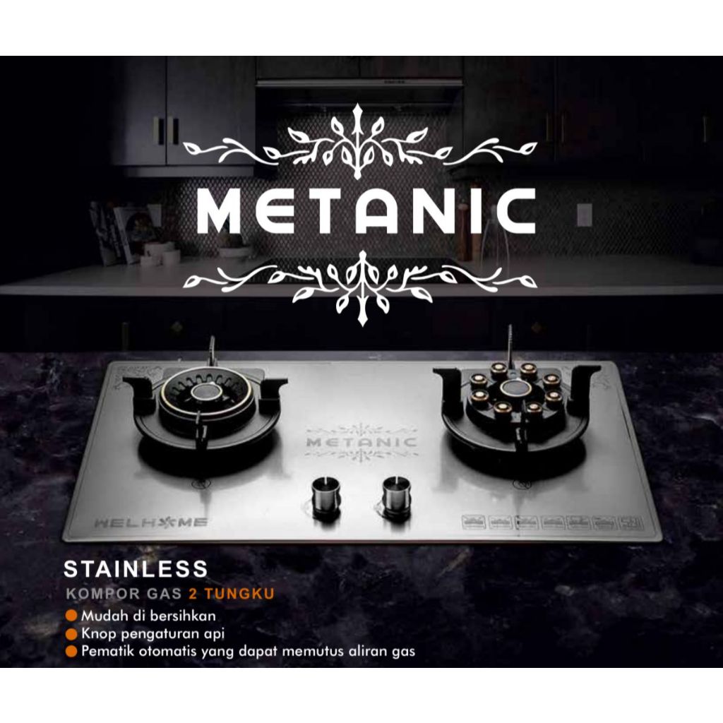 WELLHOME KOMPOR TANAM GAS WELHOME 2 TUNGKU STAINLESS TUNGKU BISA LIPAT / KOMPOR TANAM STAINLESS META