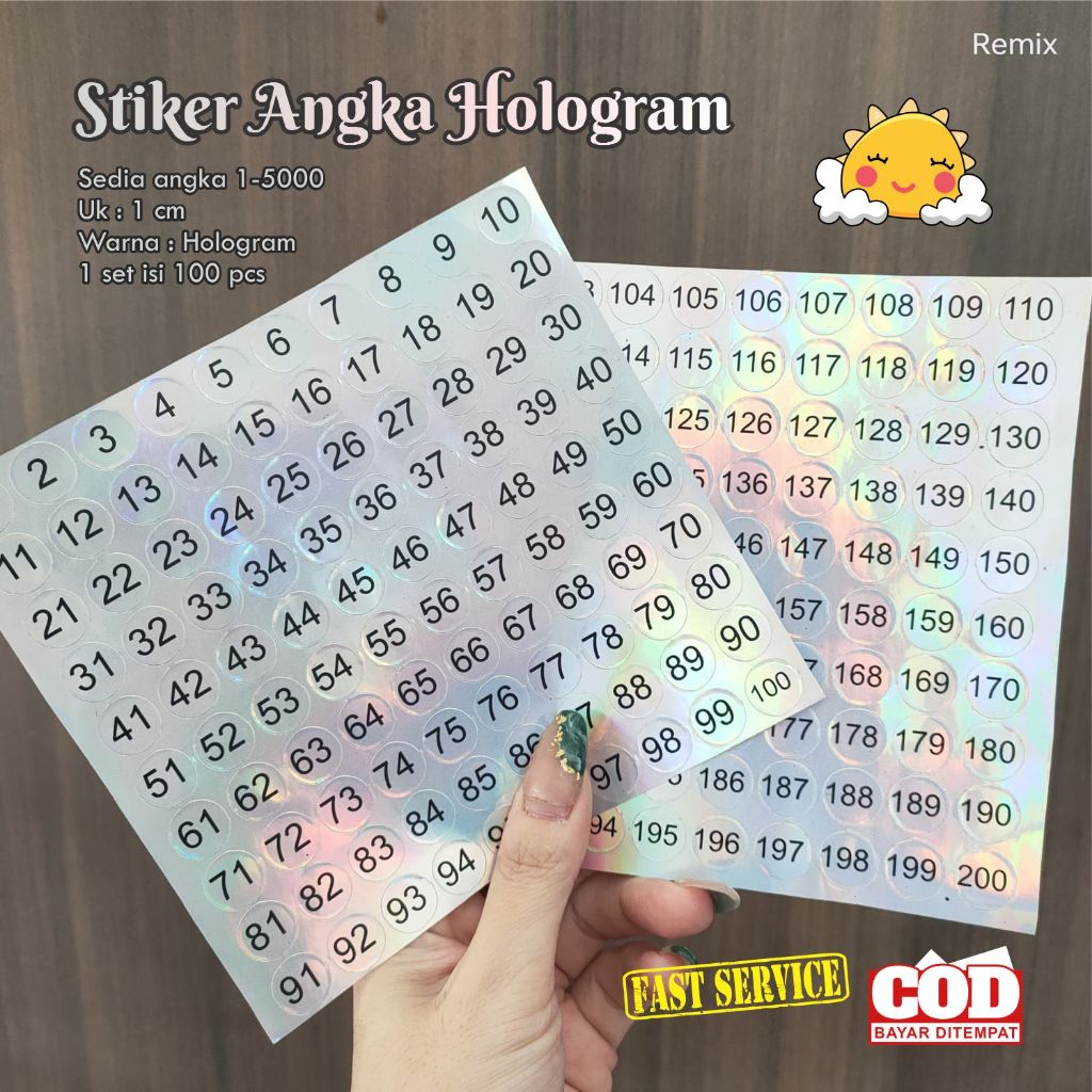 

Stiker HOLOGRAM angka 1-100 untuk ditempel di Angpao Wedding