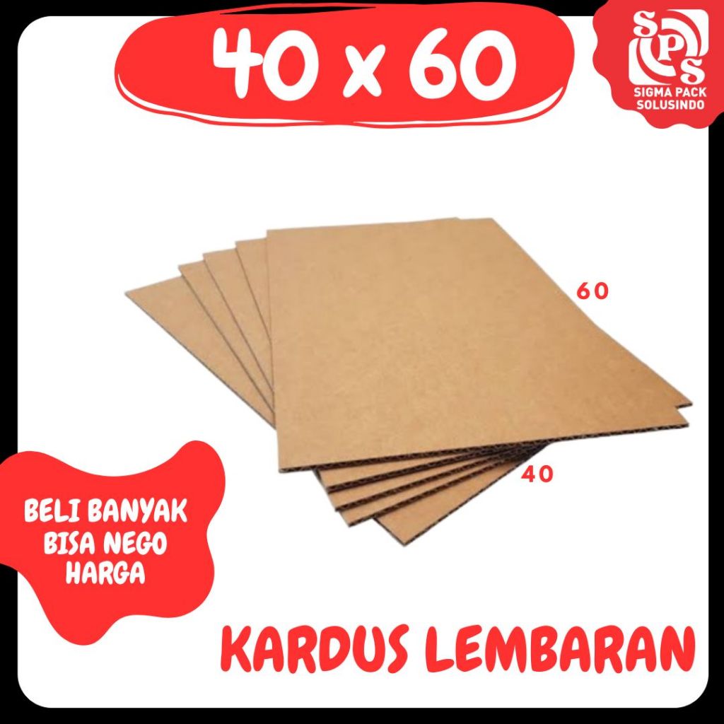 

Sheet Lembaran 40x60 / 40x50 / 40x30 / 40x20 / 40x10 Kardus Polos Single Wall Coklat Karton