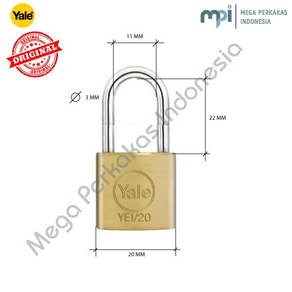 GEMBOK PADLOCK YALE YE1 20 122 Brass Padlock Essential Series