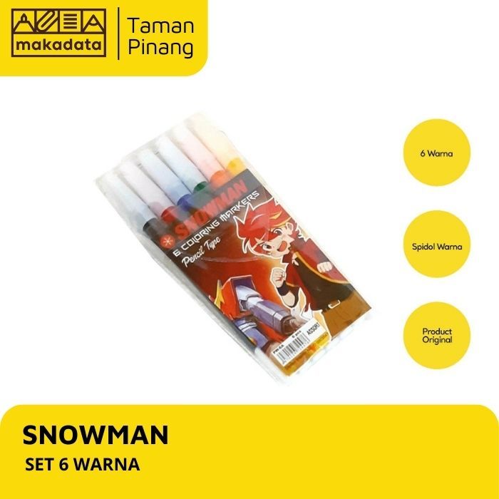 

SPIDOL SNOWMAN PW1A SET 6 WARNA / SPIDOL KECIL WARNA ISI 6 WARNA (1 PCS)