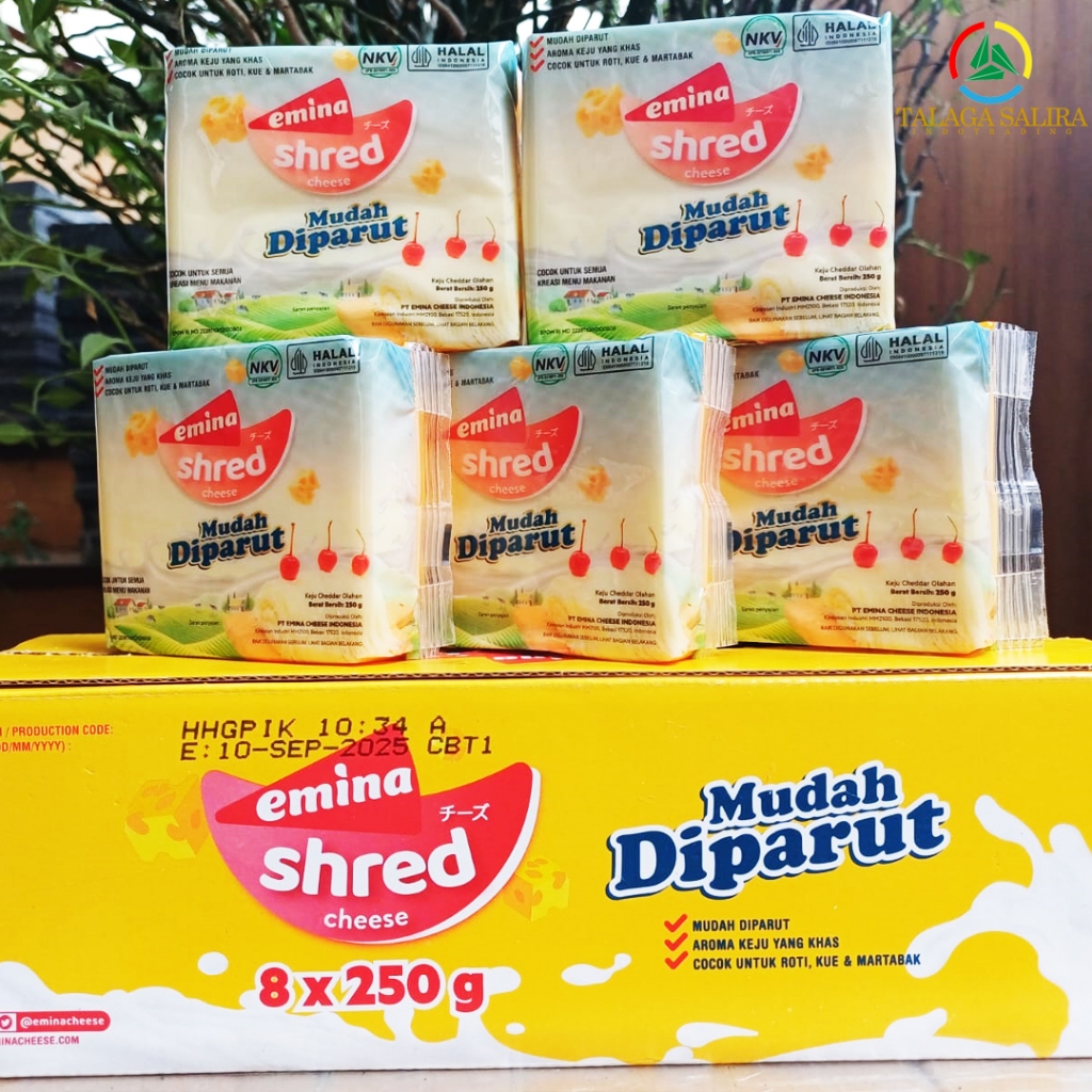 

Keju Emina Cheese Shred 250gr Keju Serut Lezat, Lumer, Siap Pakai