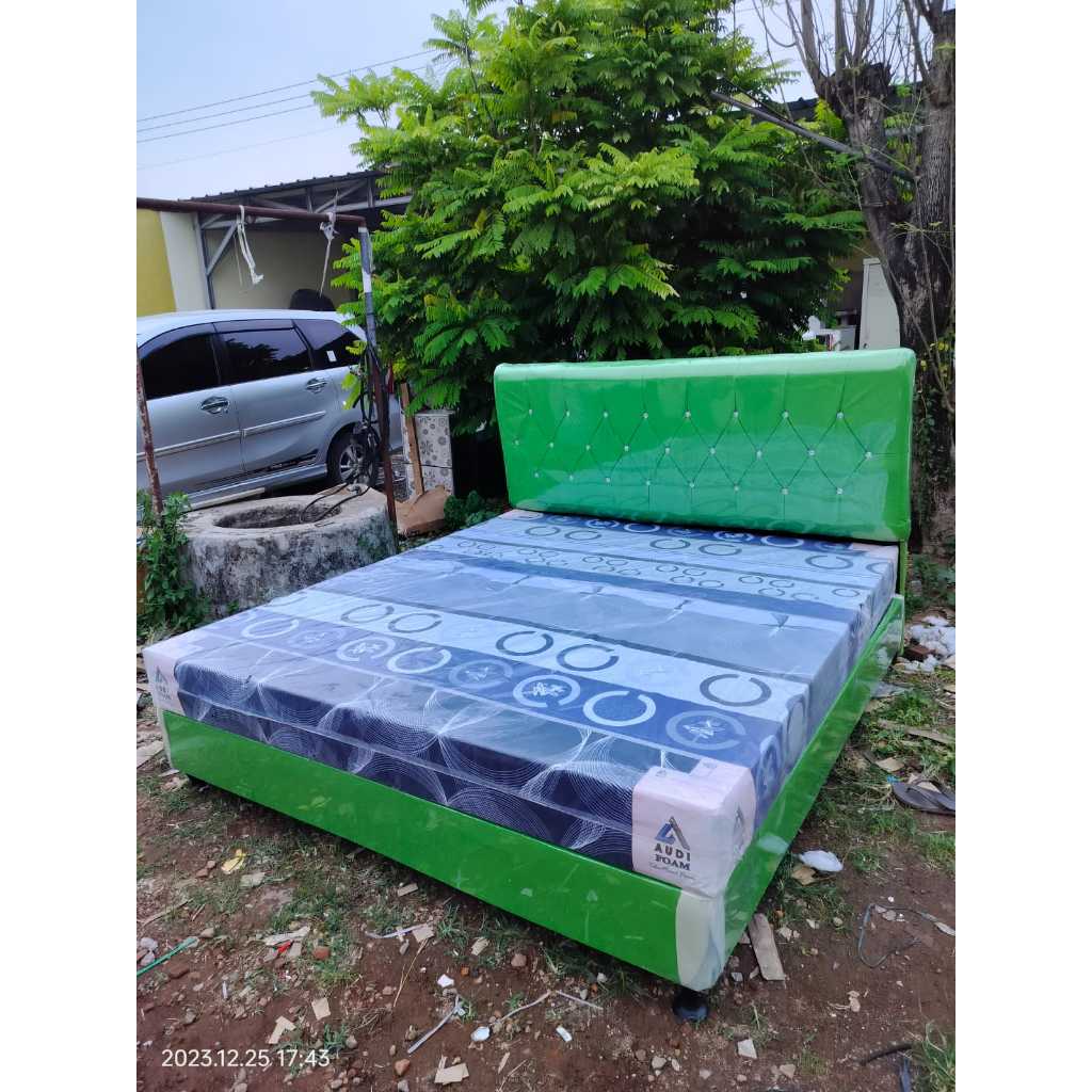 Paket divan dan kasur inoac d16 no 180 x 200 cm tebal 20 cm / dipan sandaran tempat tidur / busa ino