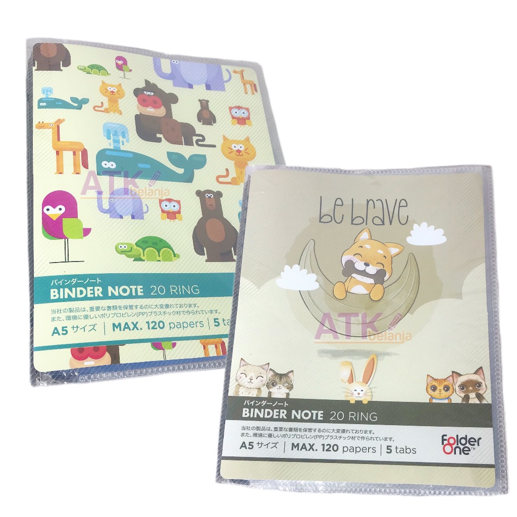 

FOLDER ONE - Binder Note A5 20 Ring Animals Random - PCS