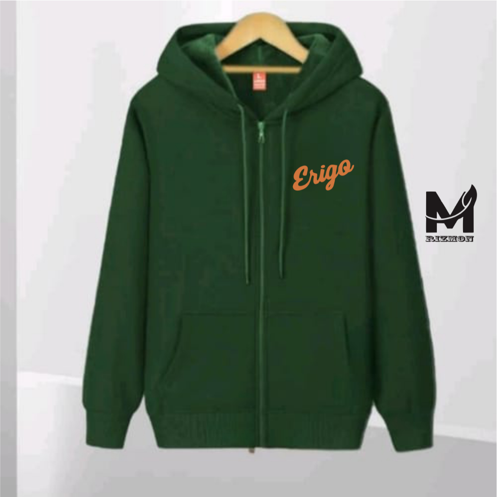 Rizmon Distro Goo Logo Orange On Orange Hoodie Zipper Crop Top l Jaket Pria & Wanita