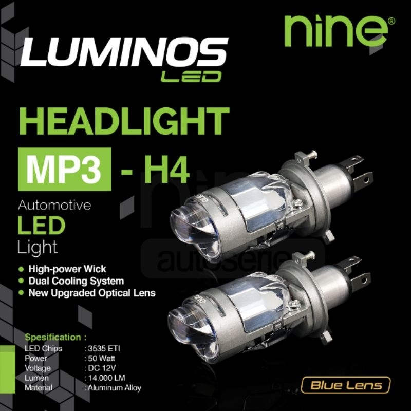 LUMINOS LED MINI PROJECTOR MINI BILED MP3 H4 50 WATT 1 WARNA PUTIH PUTIH