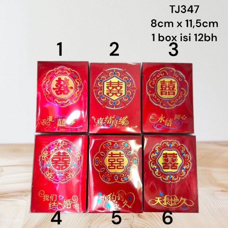 

Angpao angpau shuangxi wedding pernikahan sangjit warna merah maroon premium high quality 1 box isi 12bh TJ347