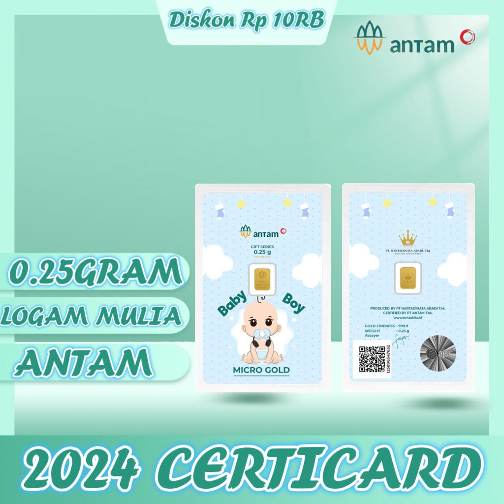 （Dalam stok）Gold Logam Mulia Antam x Hartadinata 0.25 Gram Antam Emas 0.25gr bayi laki-laki series