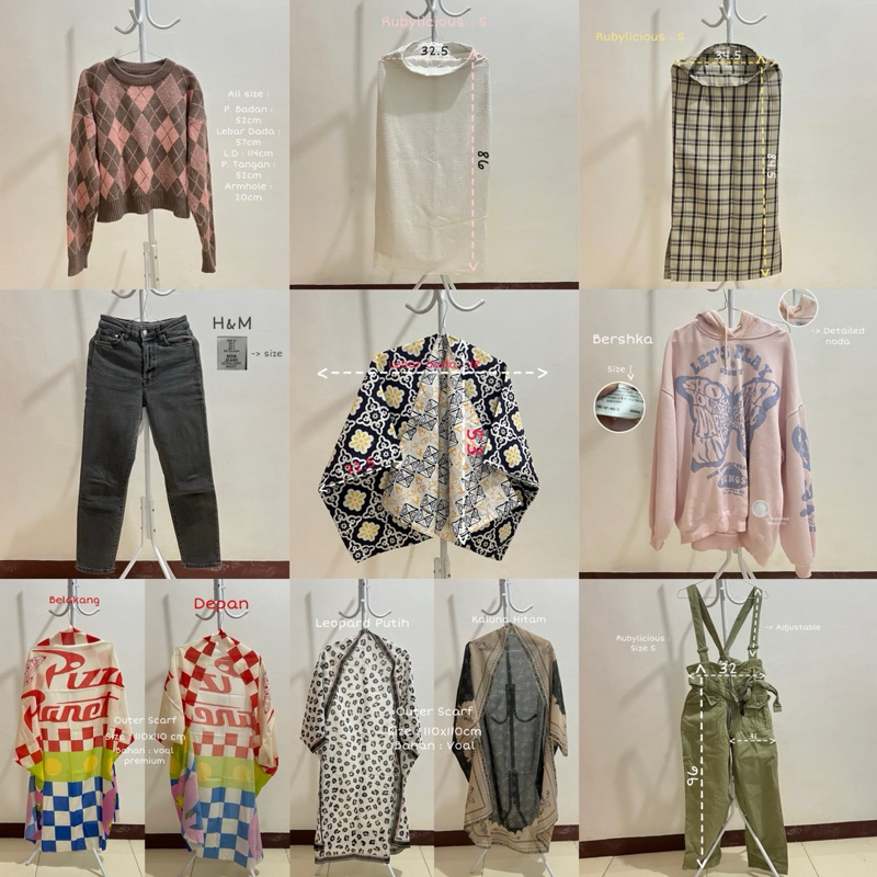 preloved rok skirt jeans scarf outer overall by naia