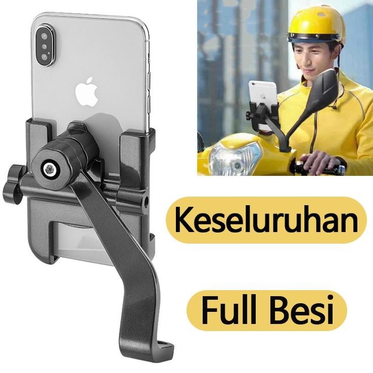 Holder Hp Motor Full Besi aluminium Spion Motor Universal Phone Holder C2 ORI