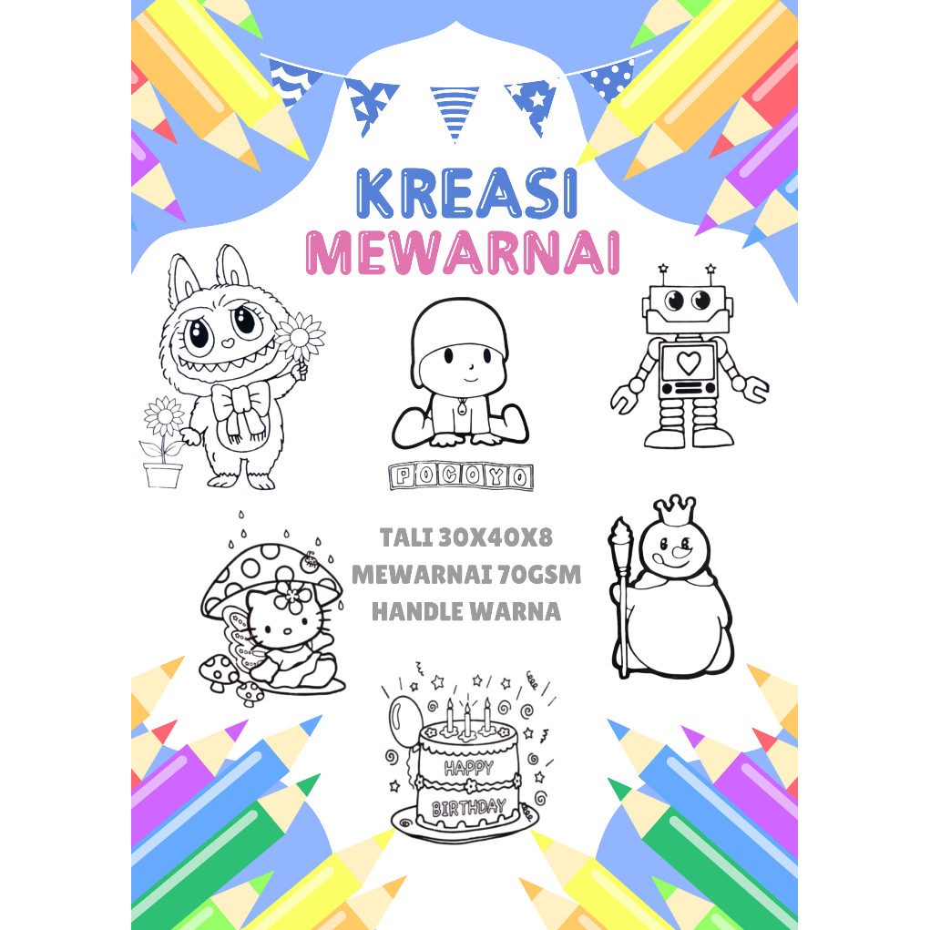 

1 PCS - Goodie Bag / Spunbond/ Tas Kain Mewarnai Tas Putih Tali Warna UK 30X40X8 Ketebalan 65-70GSM #Kreasi.Mewarnai