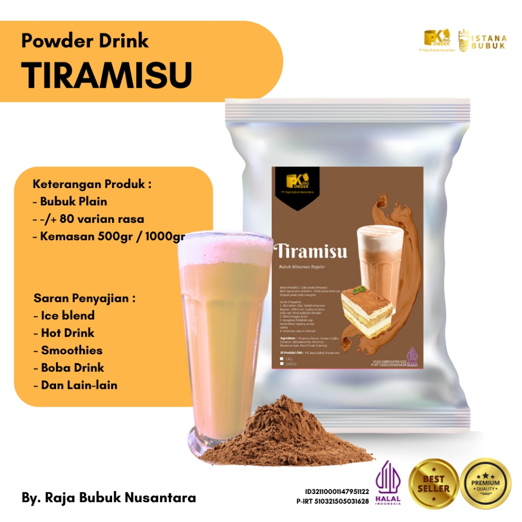 

Bubuk Minuman Tiramisu Bubuk Minuman rasa Tiramisu Bubuk minuman Regular Rasa Tiramisu 1 KG