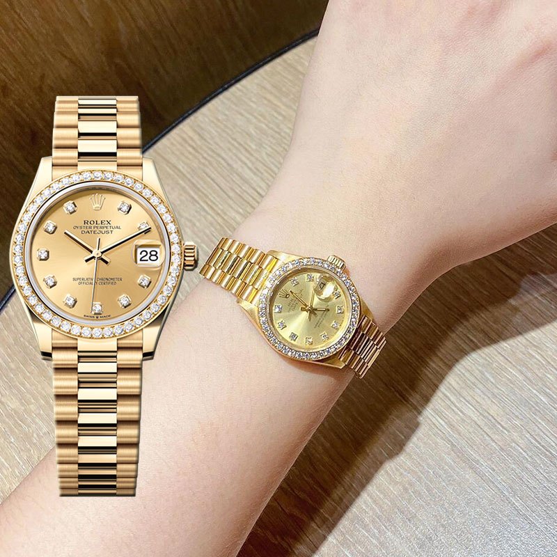 【100% ASLI】Original jam tangan rolex Lady Datejust 18K gold Diamond Datejust 28mm Ready Stock Automa