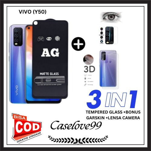 CASELOVE99//TEMPERED GLASS AG MATTE 3IN1 VIVO Y50 Y30 Y91 Y91C Y93 Y95 BONUS LENSA CAMERA+GARSKIN CA