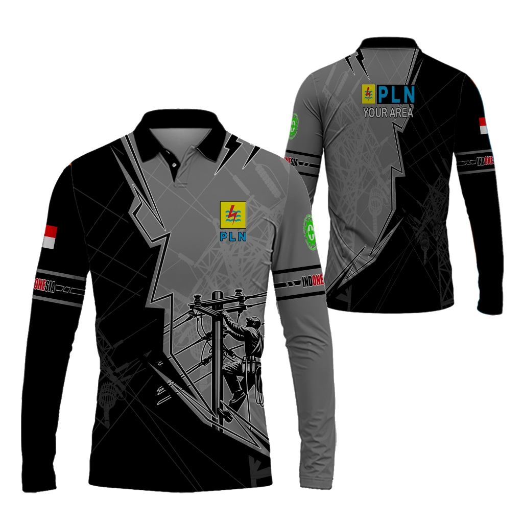 Kaos Polo Baju PLN Listirk Indonesia / Jersey PLN Fullprint / Kaos PLN lengan panjang Free Custom