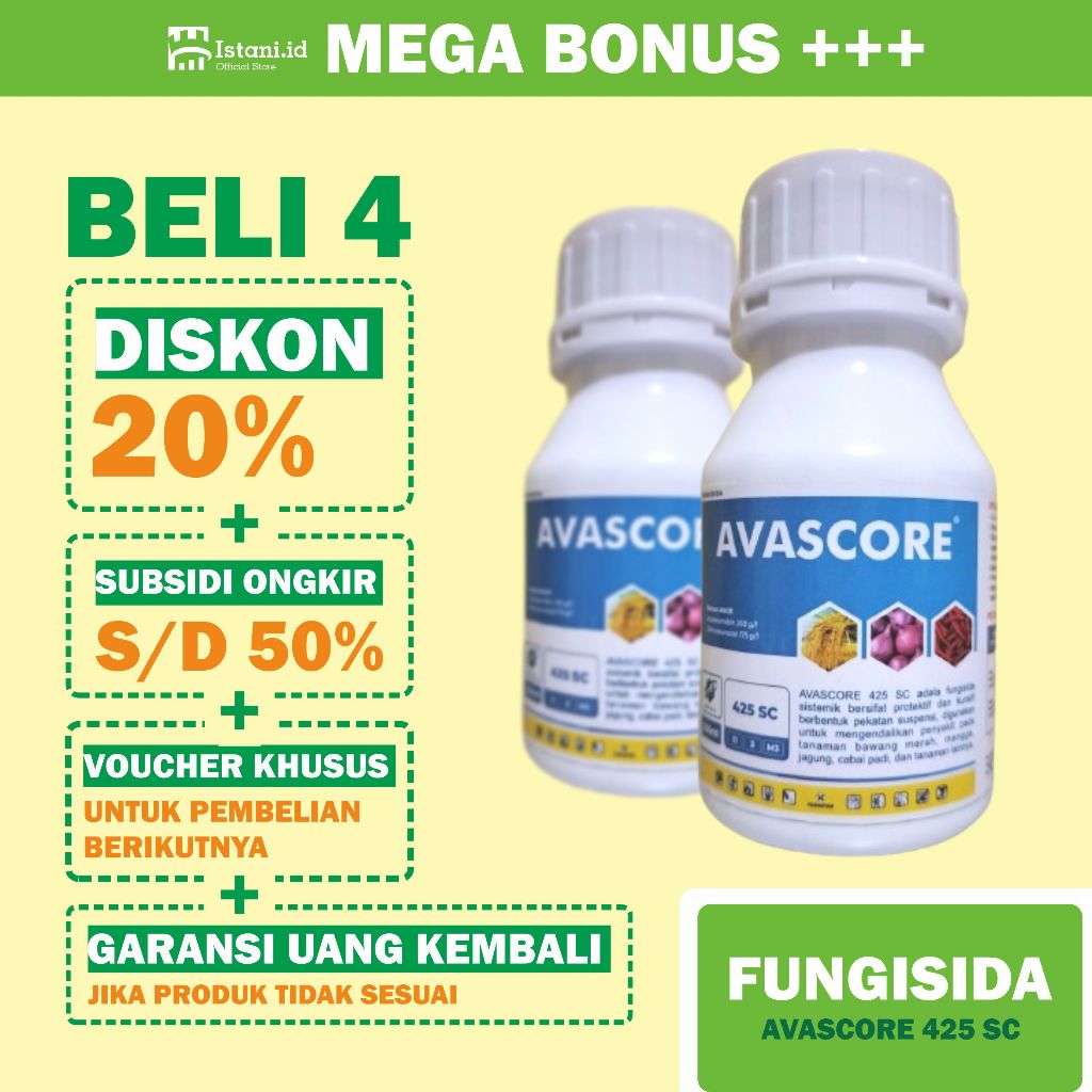 250ml AVASCORE 425 SC - Fungisida B.Aktif Azoksistrobin dan Difenokonazol untuk Perlindungan Tanaman