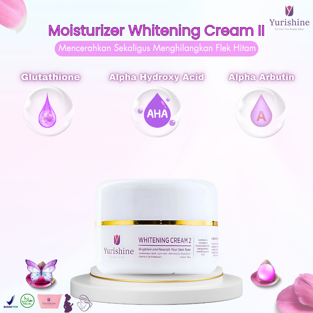 Yurishine Moisturizer Whitening Cream II Netto 10 gr - Cream Mencerahkan dan Menyamarkan Flek Hitam