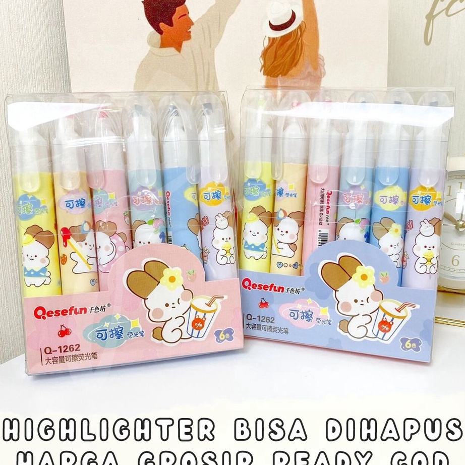 

Flash Sale Set 6 Pcs DoubleHeaded 2 in 1 Erasable Hhlhter Kelinci Qesefun Pack Eraser Marker Spidol Penanda Warna Setabilo Bisa Dihapus Warna Transparan Colors Motif COD