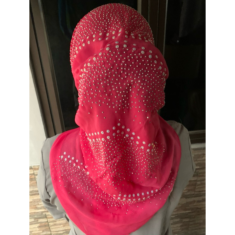 segi empat payet Swarovski/voal premium-Bella square/hijab jilbab payet pilih warna opsi pesanan
