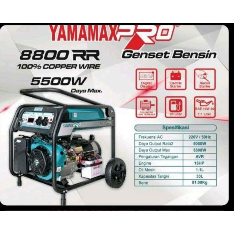 Genset Yamamax Pro 8800RR 5000 Watt maksimal 5500 Watt