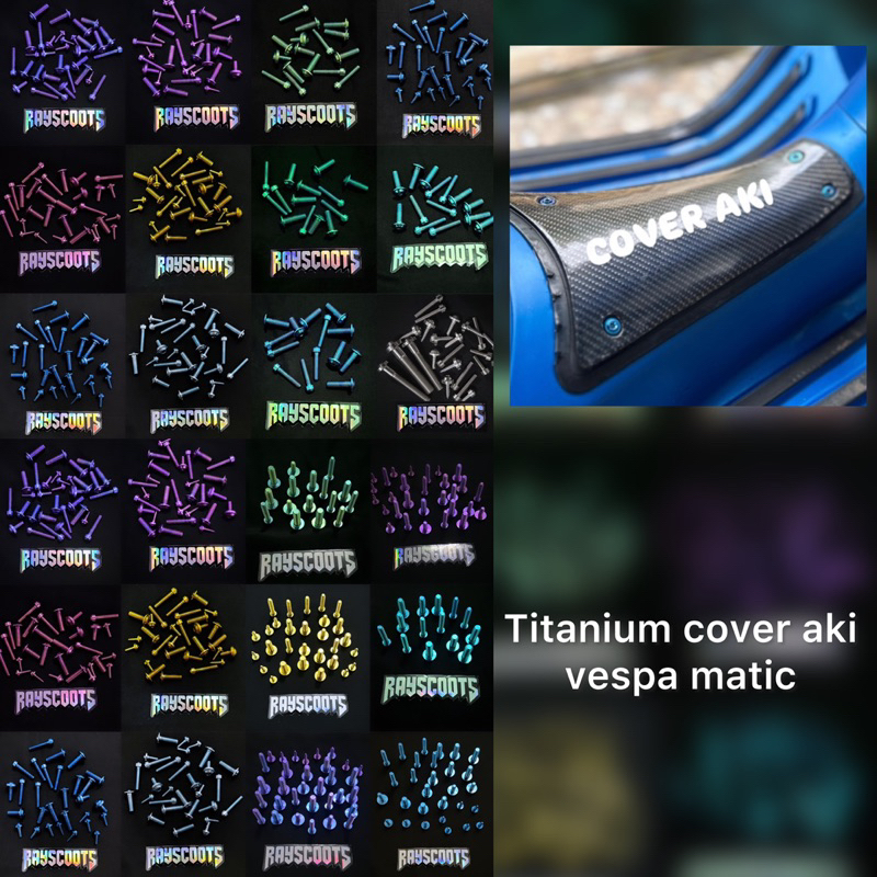 Baut Titanium Cover Aki Vespa Matic Sprint Primavera Lx S