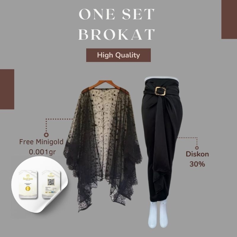 OneSet Setelan Kebaya Brokat Renda Mix Satin Baju Set Kondangan Wisuda Bridesmaid Kebaya Modern