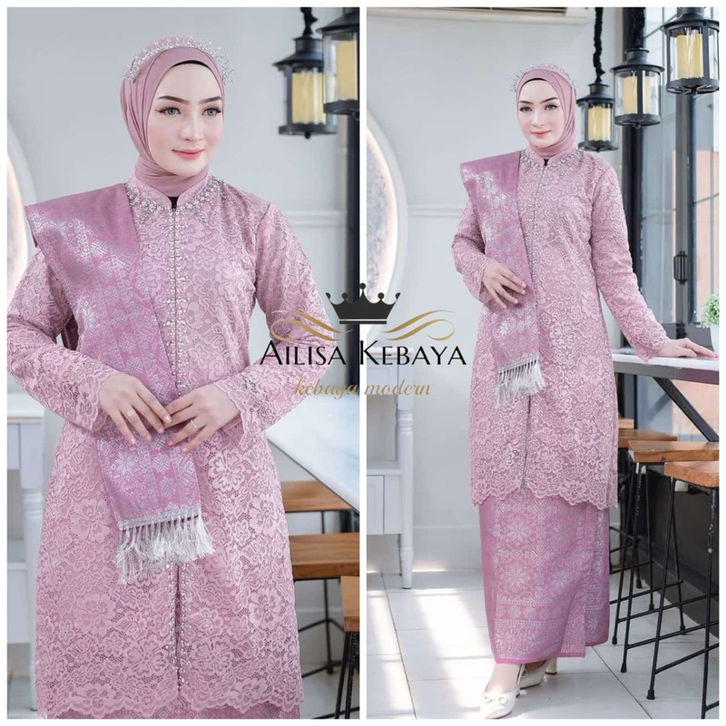 ai- KEBAYA PAYET MODERN - TUNIK BROKAT BUSUI MODERN - KEBAYA PESTA - KEBAYA TUNIK - KEBAYA WISUDA MO