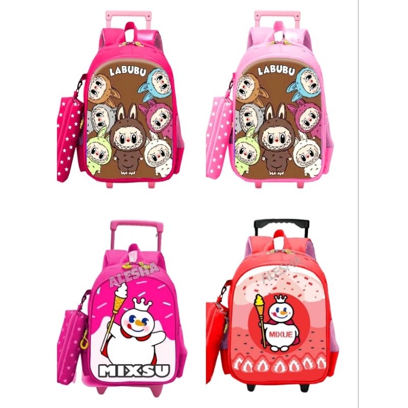 TAS TROLI MIXUE TROLI PORORO TAS SEKOLAH ANAK TK SD PEREMPUAN TAS ANAK LAKI LAKI