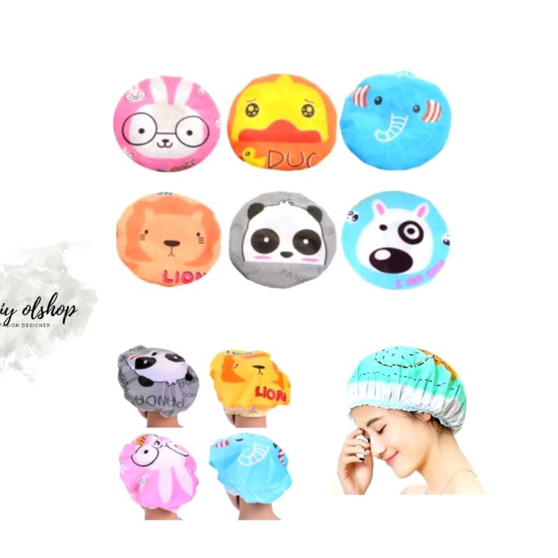 SHOWER CAP PREMIUM WATERPROOF/shower cap penutup kepala waterproof