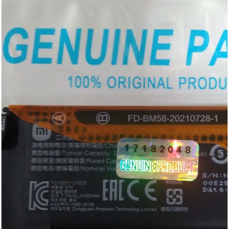 Xiaomi BM58 Original 100% GENUINE Battery Batre Baterai Xiaomi Mi Mix 4 MiMix 4 Mix4 Mi11T Mi 11 T