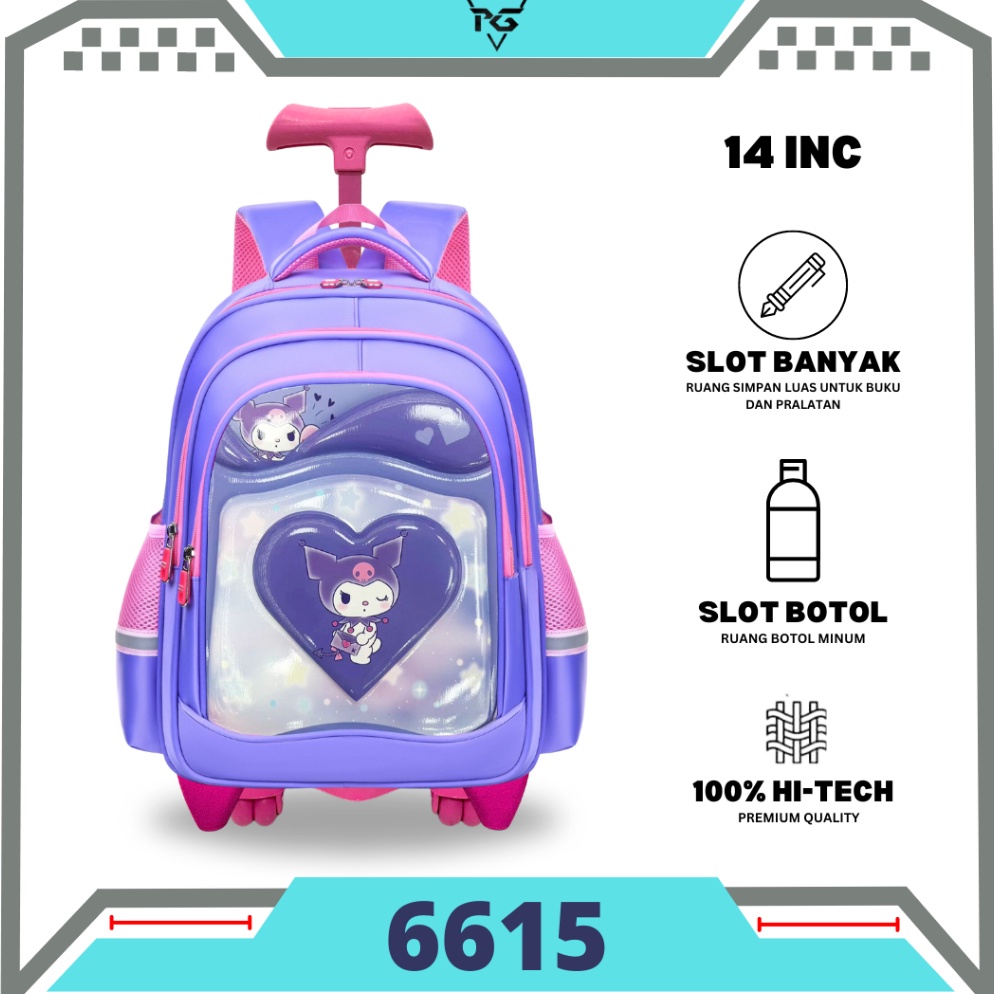 Bagus Dipakai Troli Anak Perempuan Tk  Paud Karakter Kuromi Gambar 3D Timbul Tas Koper Dorong Anak C