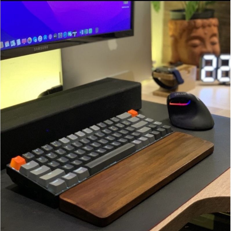Palm rest Wrist Arm Rest kayu jati dudukan sandaran tangan keyboard keychron Gratis Custom Ukuran