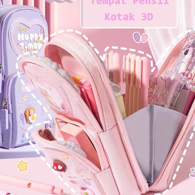 

murah Tempat Pensil Kotak 3D Anak Lucu Fun Korea Bag Model Pensil Kanvas 6 Kamar Sekolah Dasar Kotak Pensil Siswa