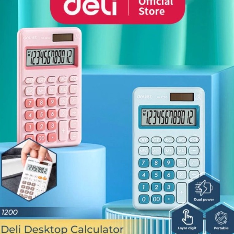 

KI3 Deli M Desktop Calculator Kalkulator Meja M Poble Dual Power 3 Warna 12