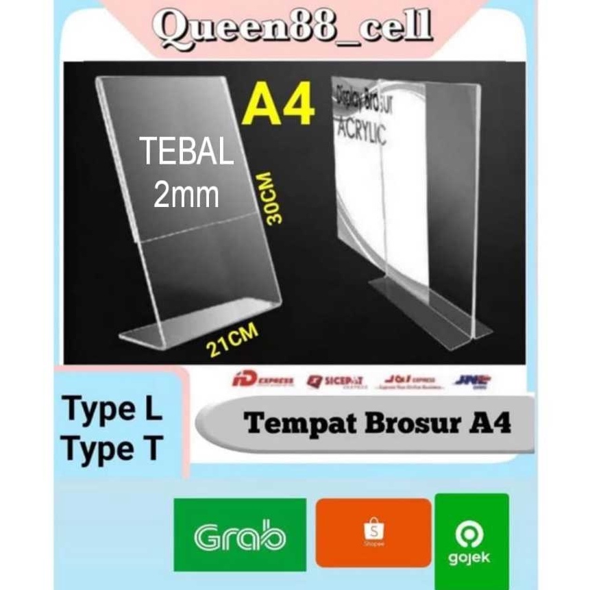 

KI3 TEMPAT BROSUR TENT HOLDER TENT CARD AKRILIK DISPLAY 2 SISI A4