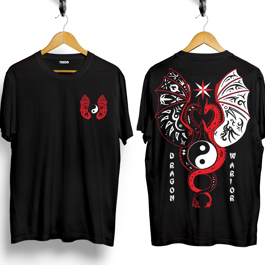 Baju Kaos Distro NAGA YIN YANG  KAOS DRAGON WARIORS  KAOS DISTRO JEPANG
